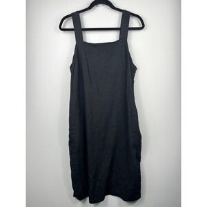 Next Women's Dress 14T Tank Tunic Linen Blend Black Pockets